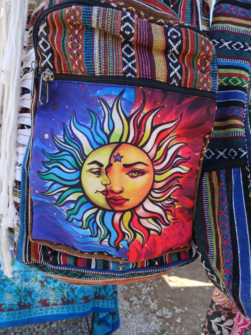 Hippie Bag with Sun and Moon Design