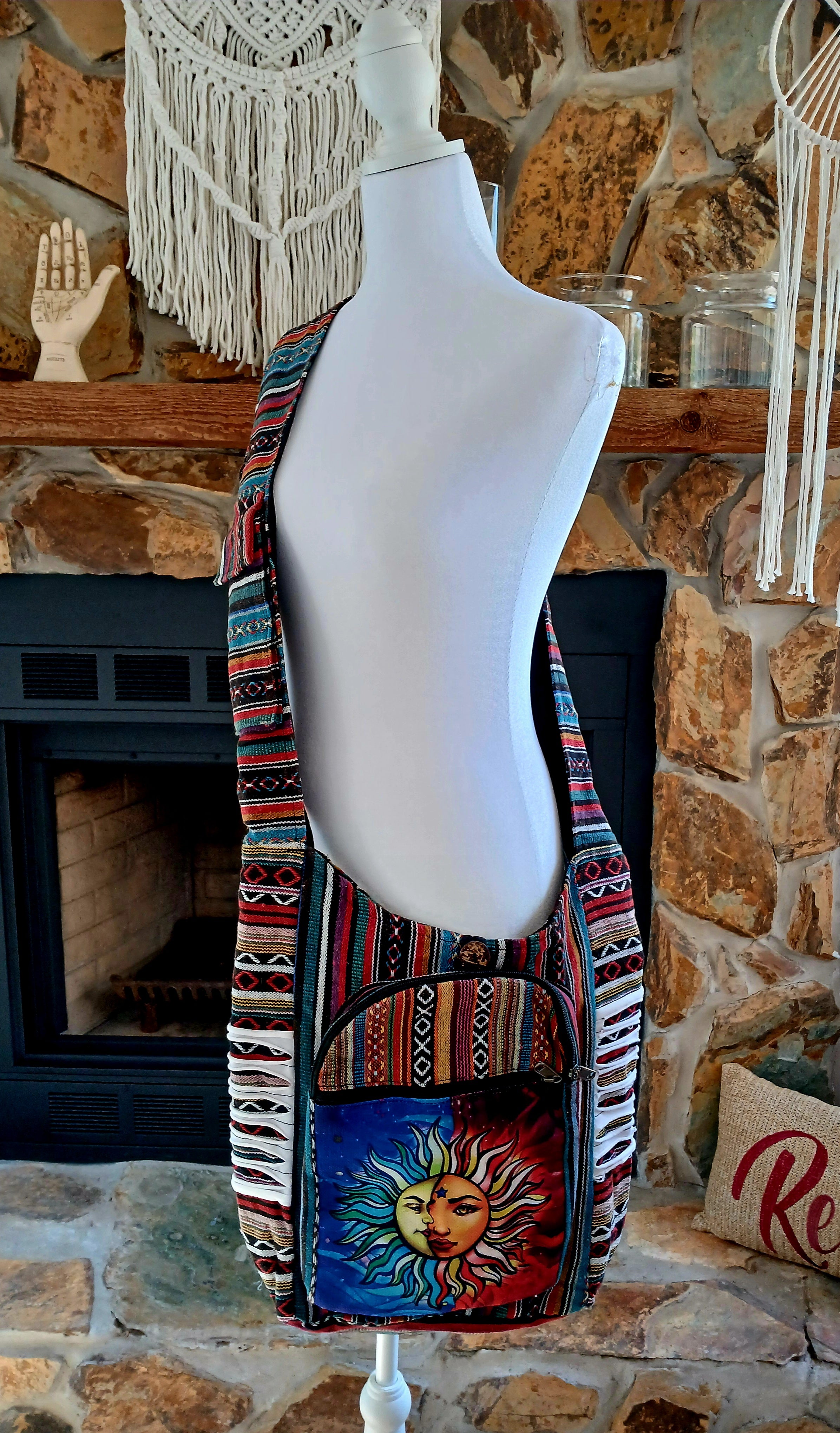 Hippie Bag with Sun and Moon Design