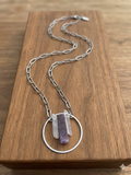 Amethyst & Clear Quartz Zen Pendant | Stainless Steel