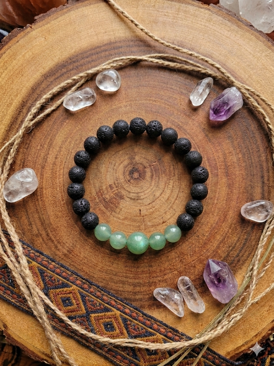 Aventurine & Lava Rock Crystal Bracelet