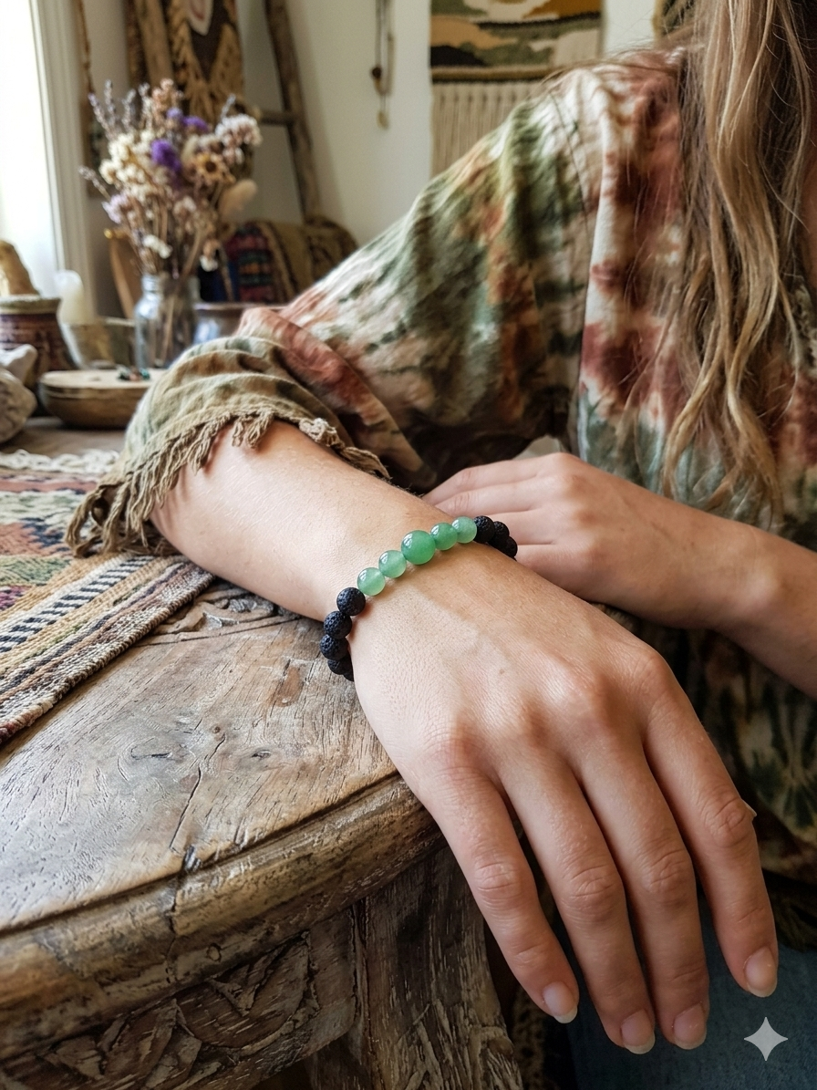 Aventurine & Lava Rock Crystal Bracelet