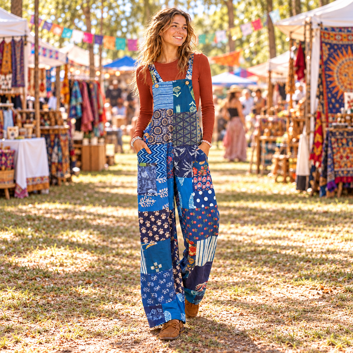 Blue Patchwork Romper 💙