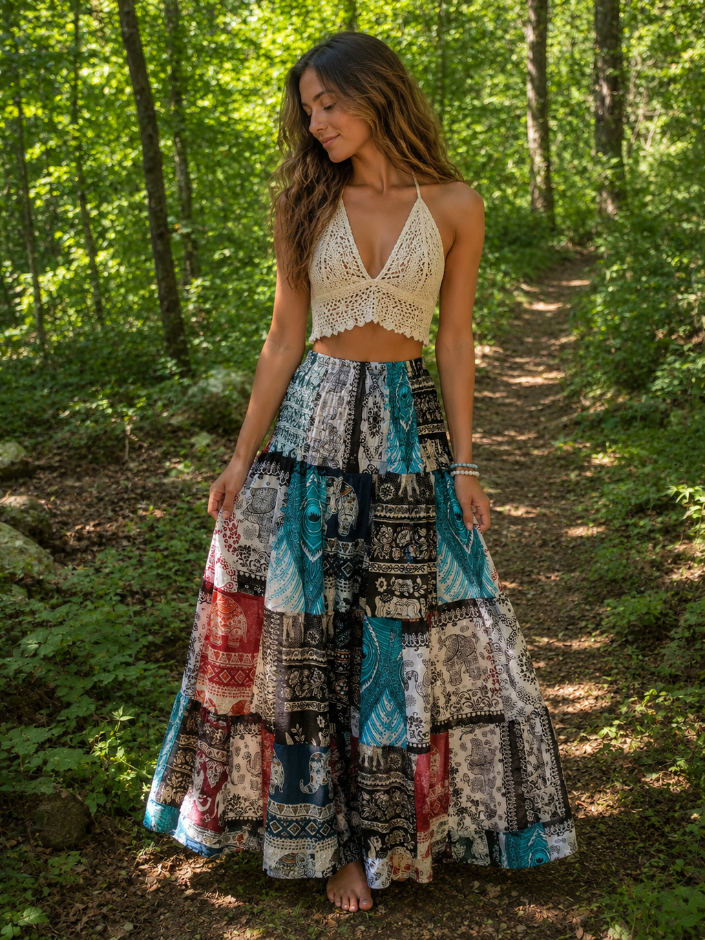 Boho 100% Cotton Patchwork "Free Spirit" Skirt