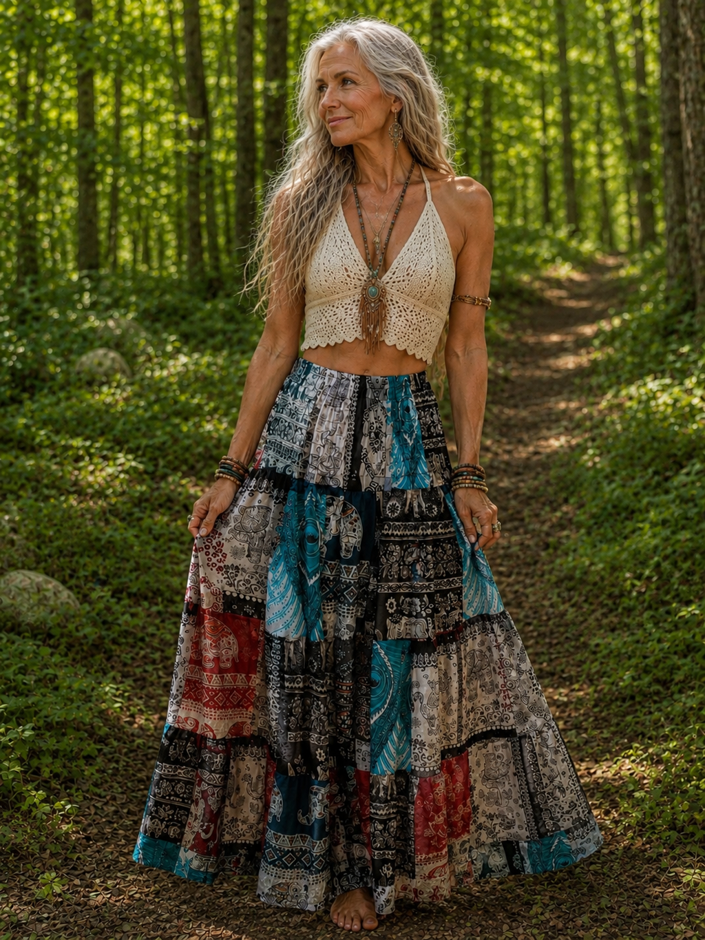 Boho 100% Cotton Patchwork "Free Spirit" Skirt