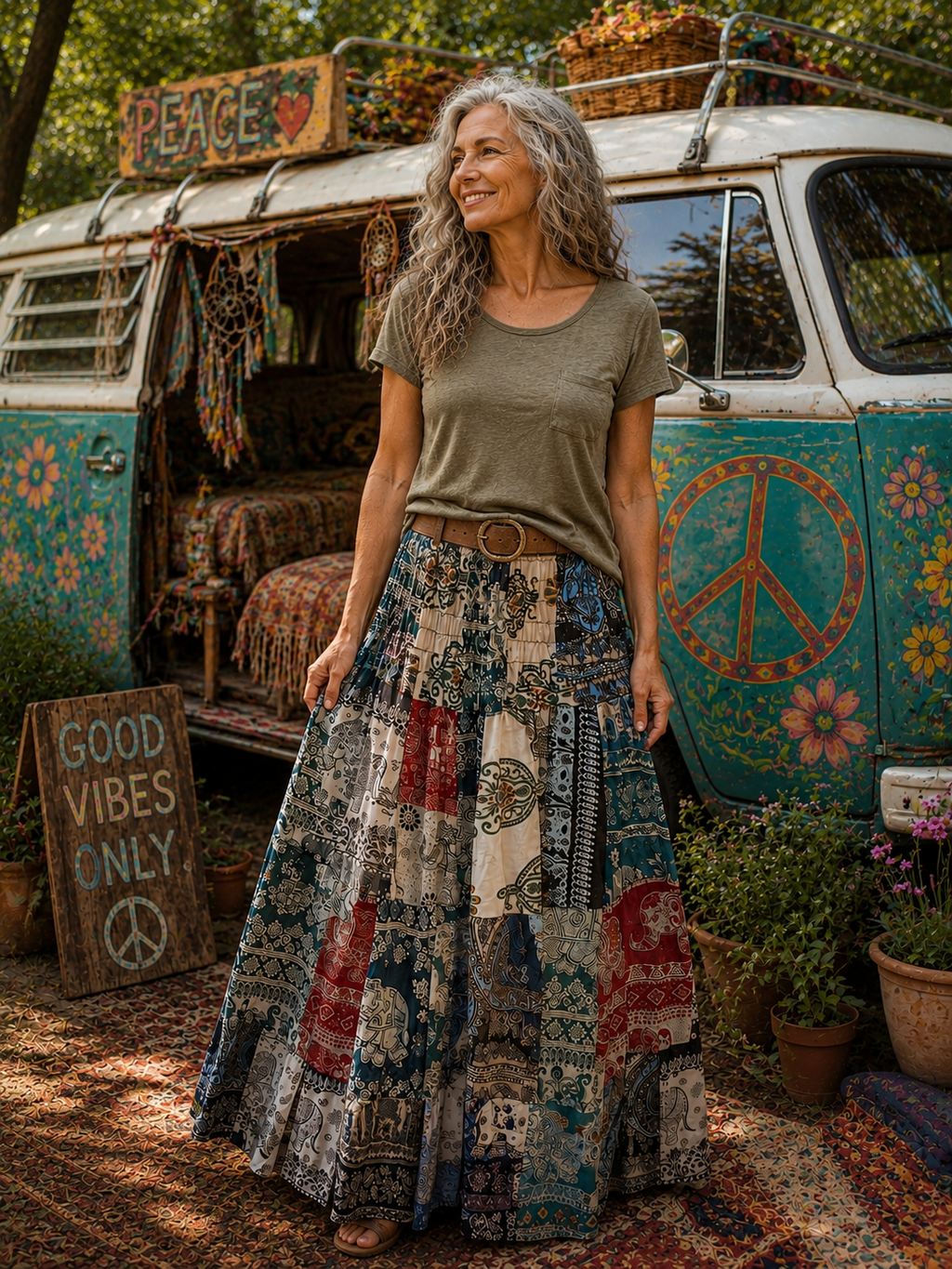 Boho Patchwork "Free Spirit" Maxi Skirt