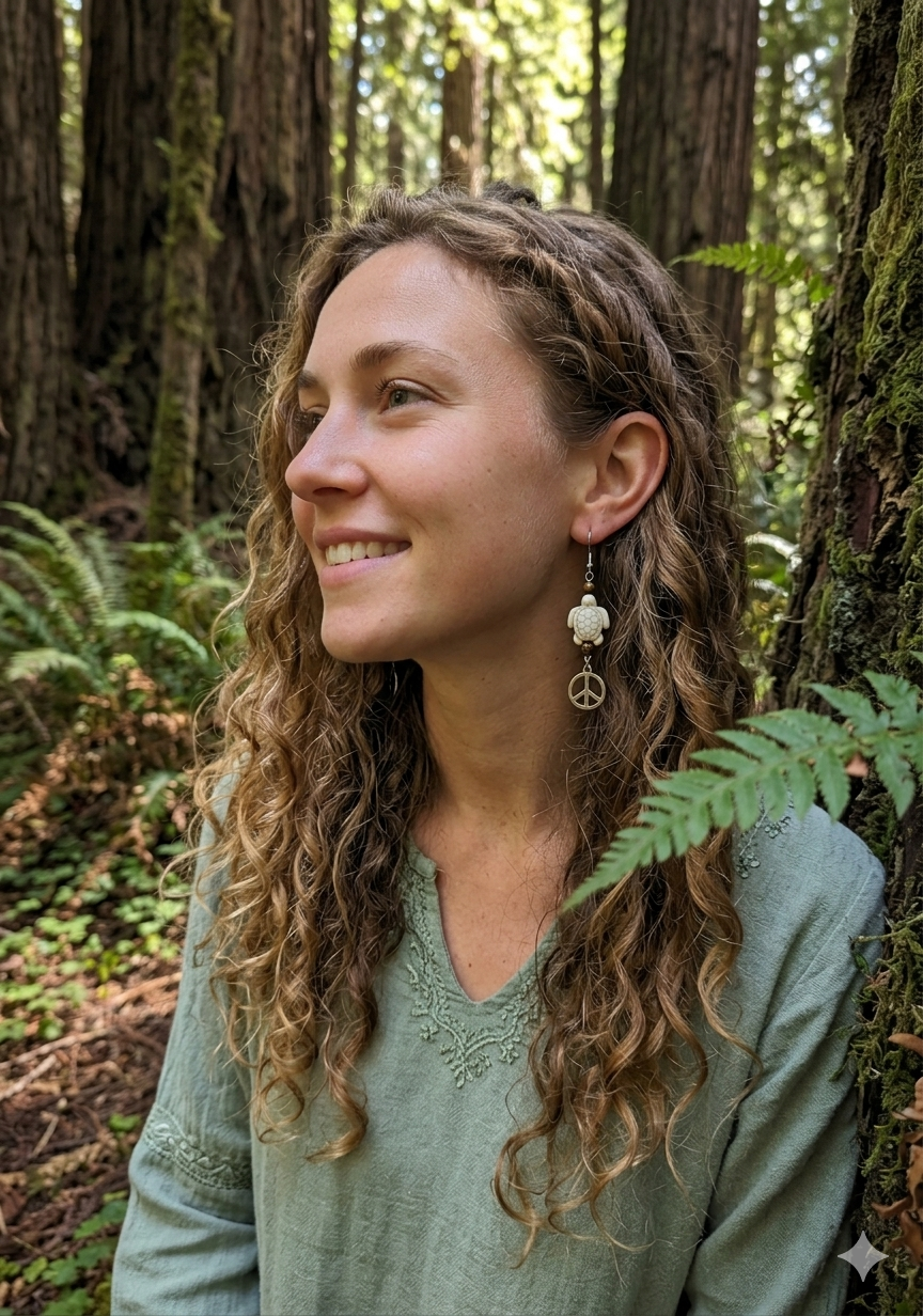 Slow & Steady Turtle Peace Earrings | Handcrafted from Crystals
