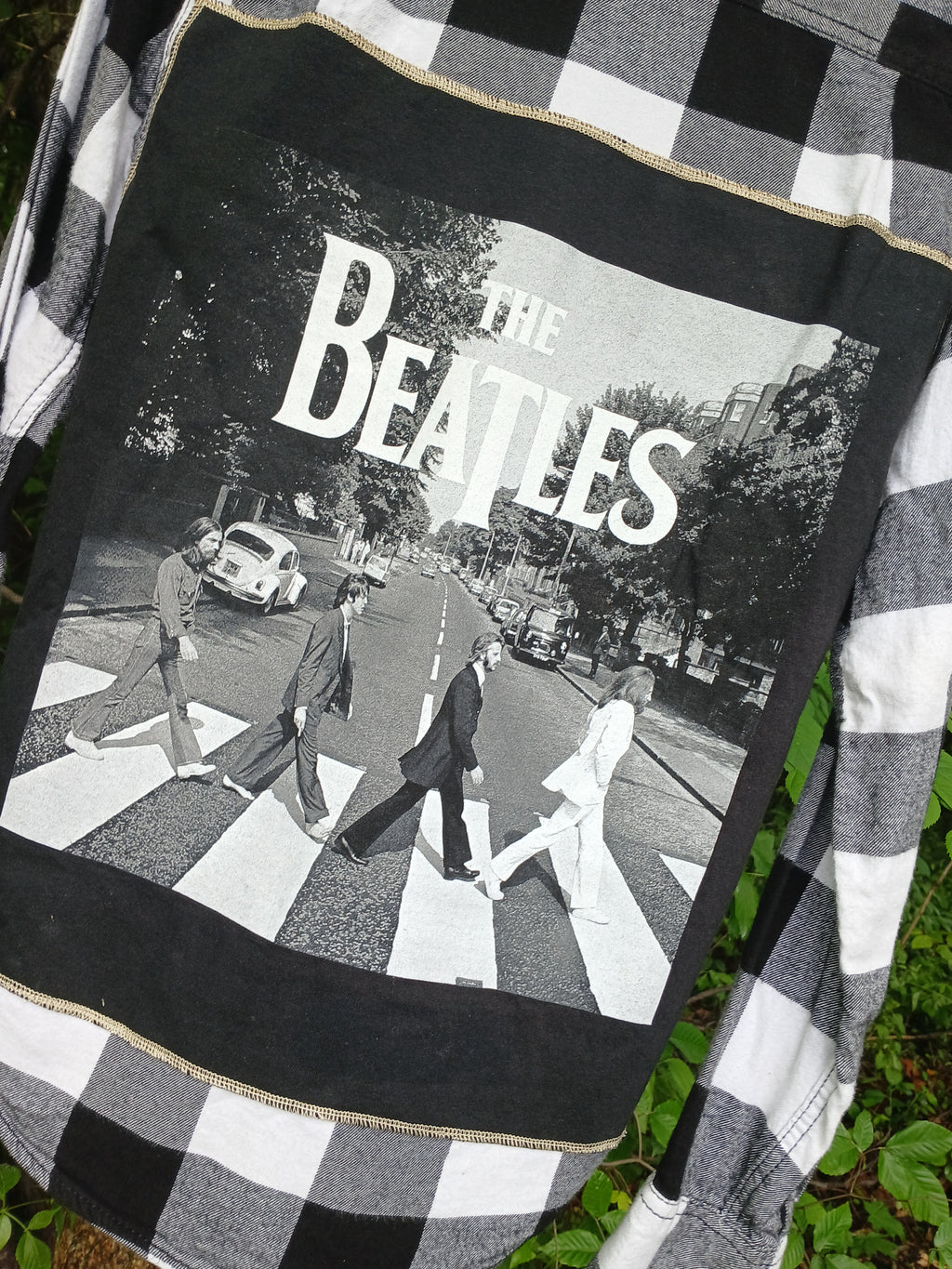 One-of-a-Kind Upcycled Beatles Flannel | Handcrafted Boho Style
