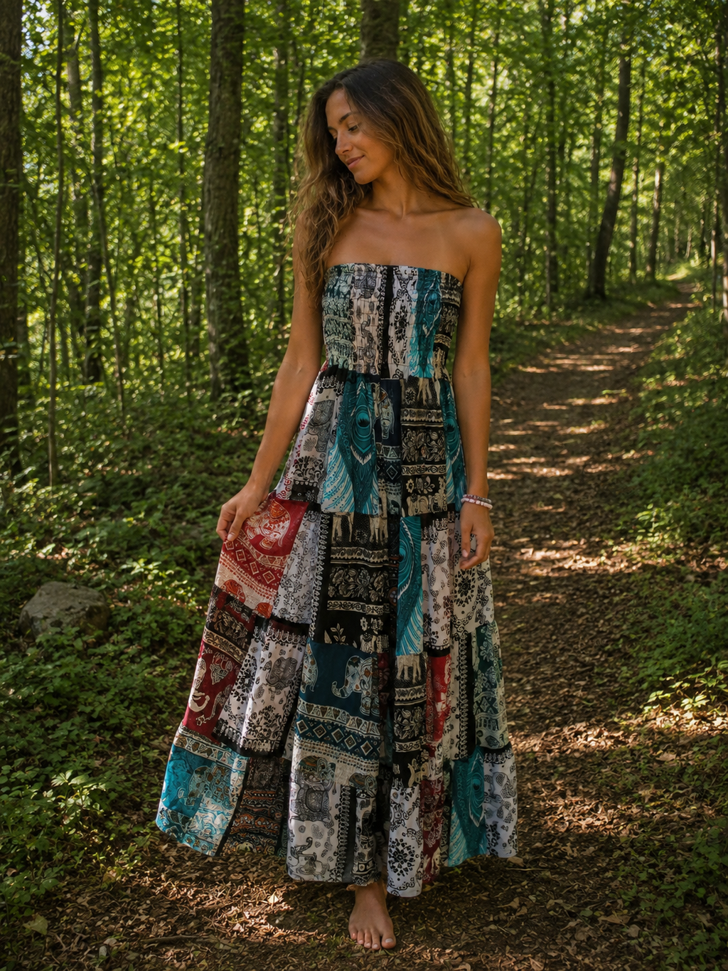 Boho 100% Cotton Patchwork "Free Spirit" Skirt