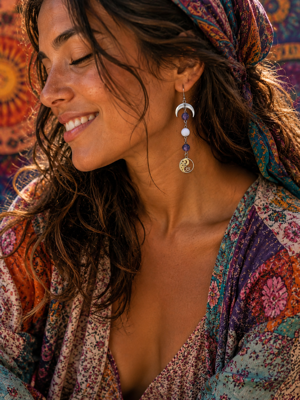 Moon, Star & Sun Crystal Earrings