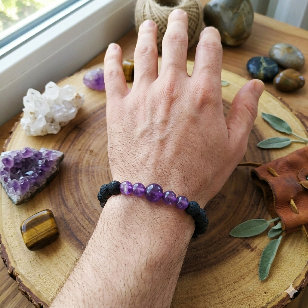 Amethyst & Lava Rock Diffuser Bracelet