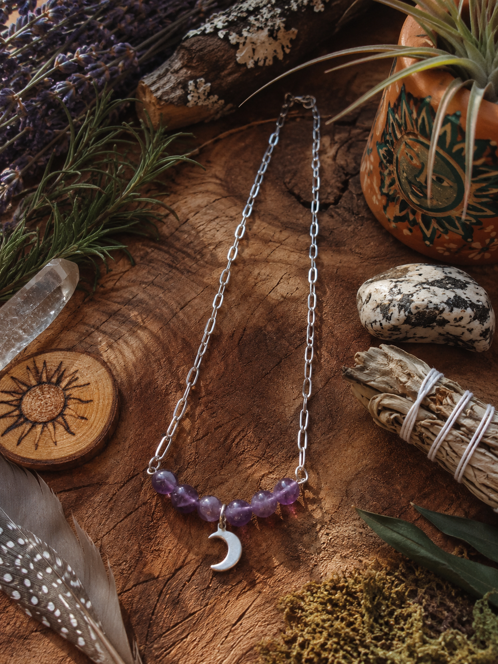 Amethyst & Moon Manifestation Pendant