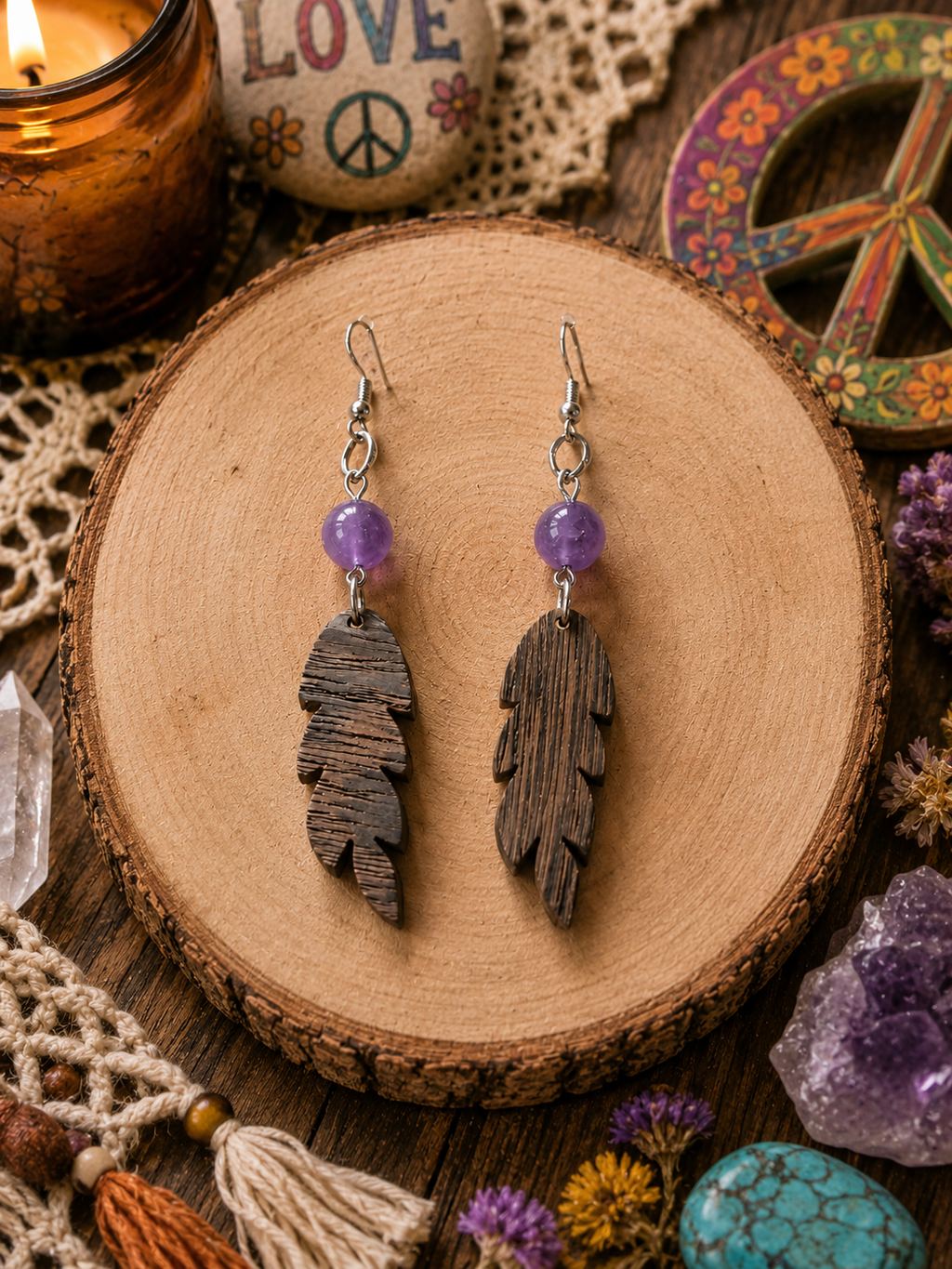 Amethyst Crystal Earrings
