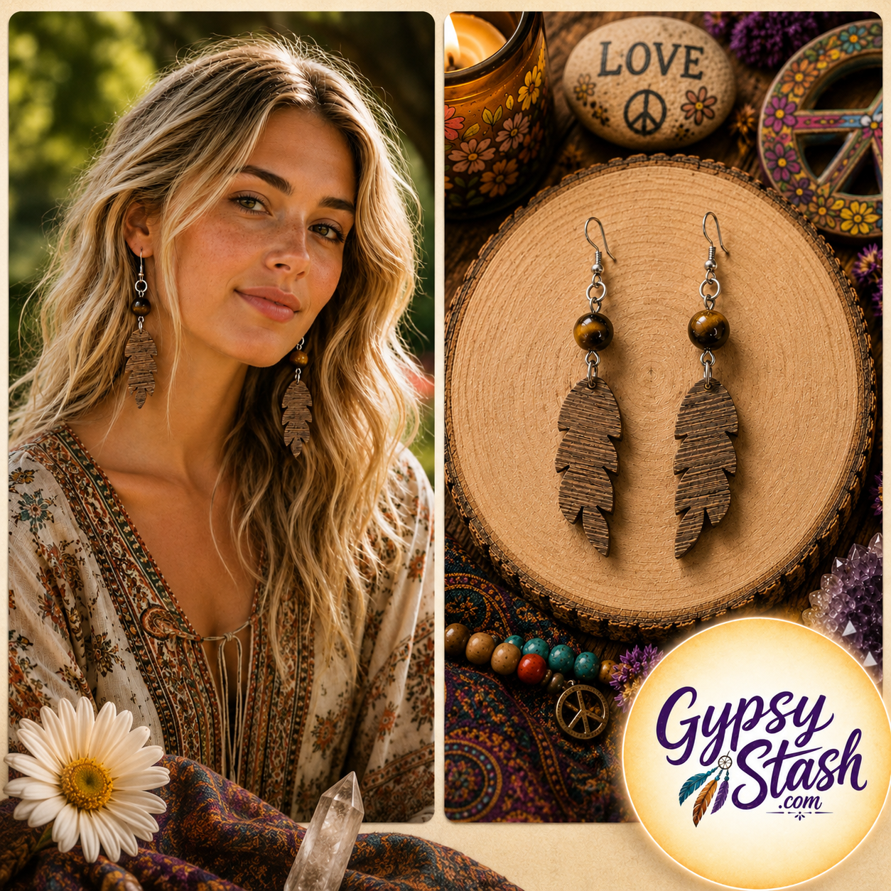 Tiger Eye Crystal Earrings
