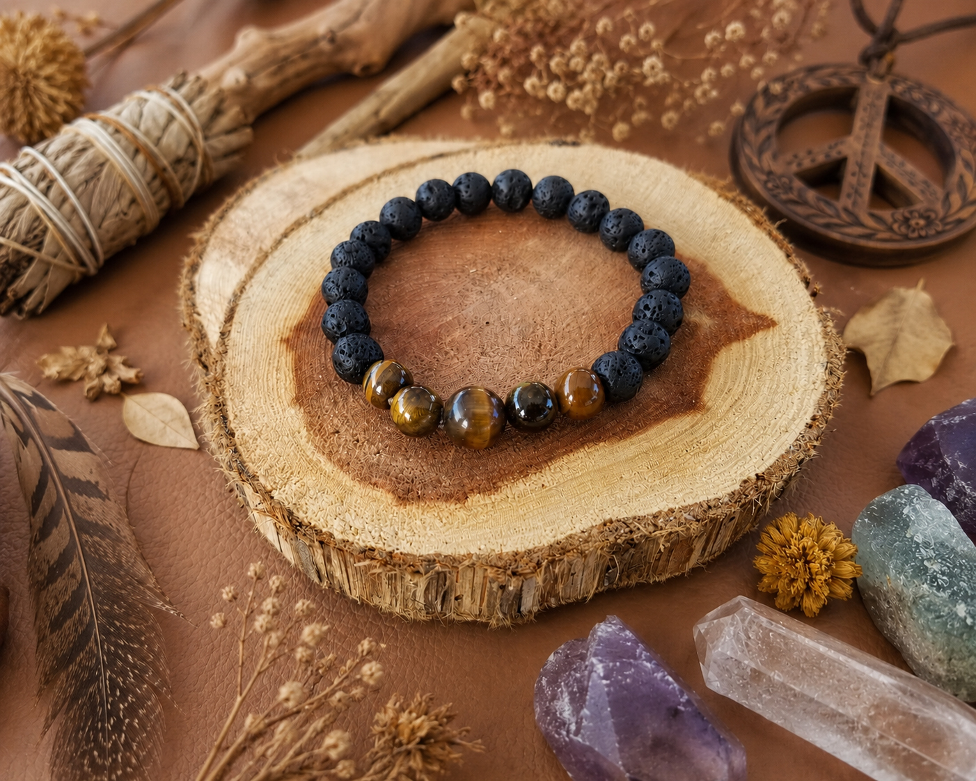 Tiger Eye & Lava Rock Diffuser Bracelet