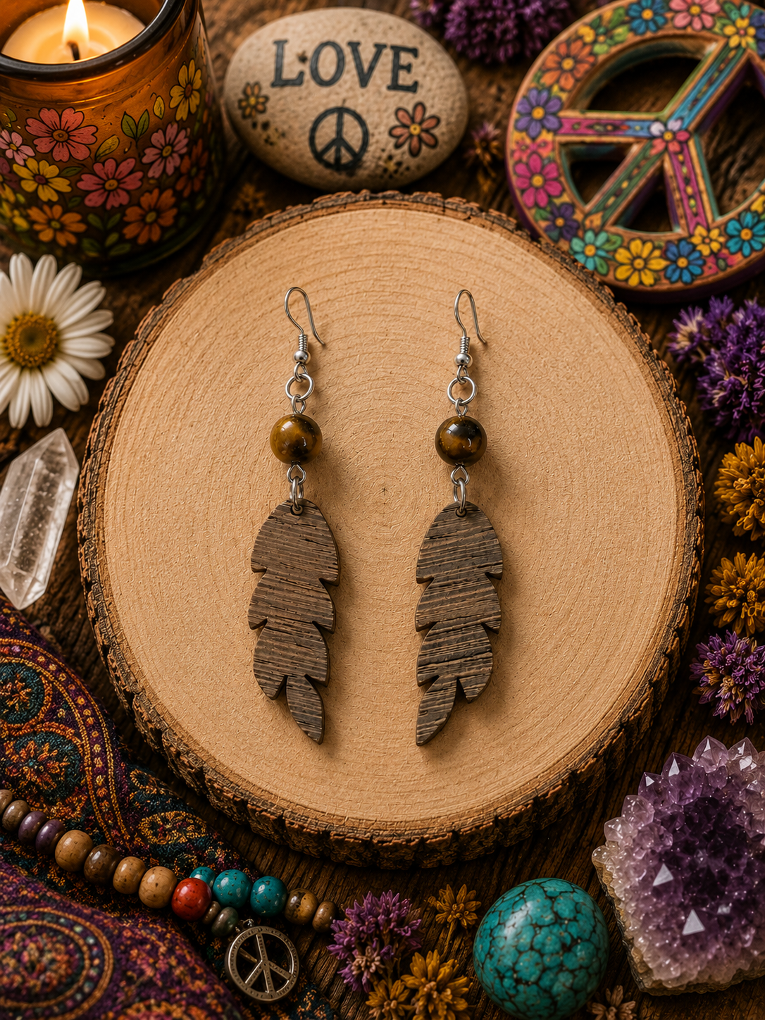 Tiger Eye Crystal Earrings