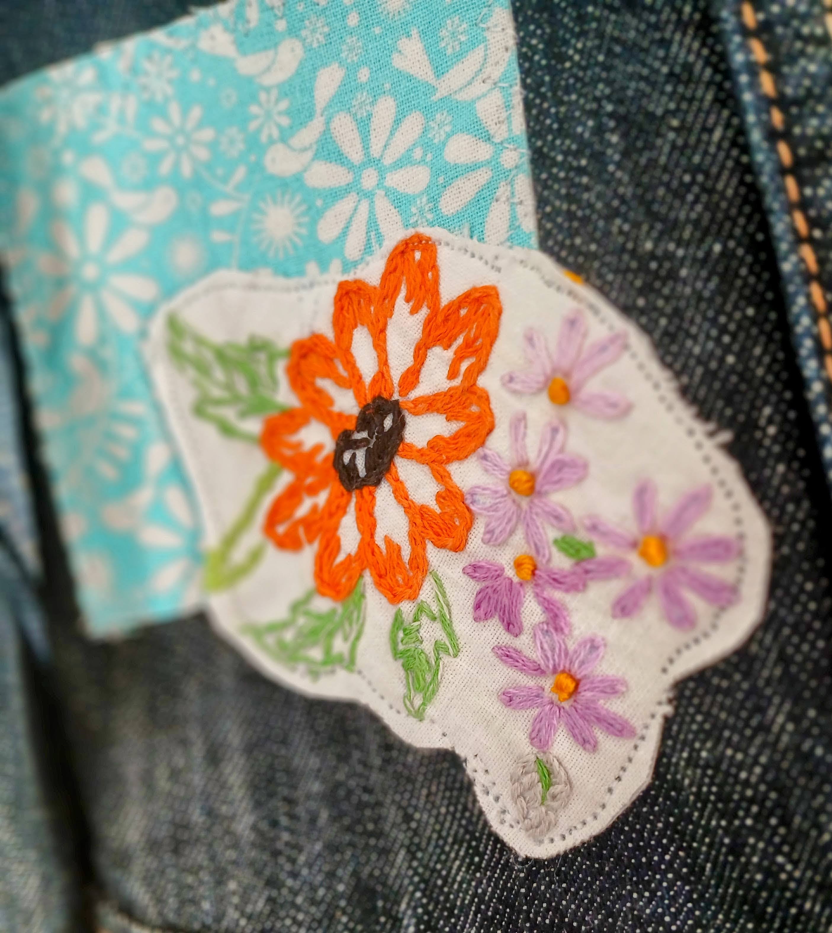 Upcycled "Peace, Love & Hippie Soul" Denim Jacket