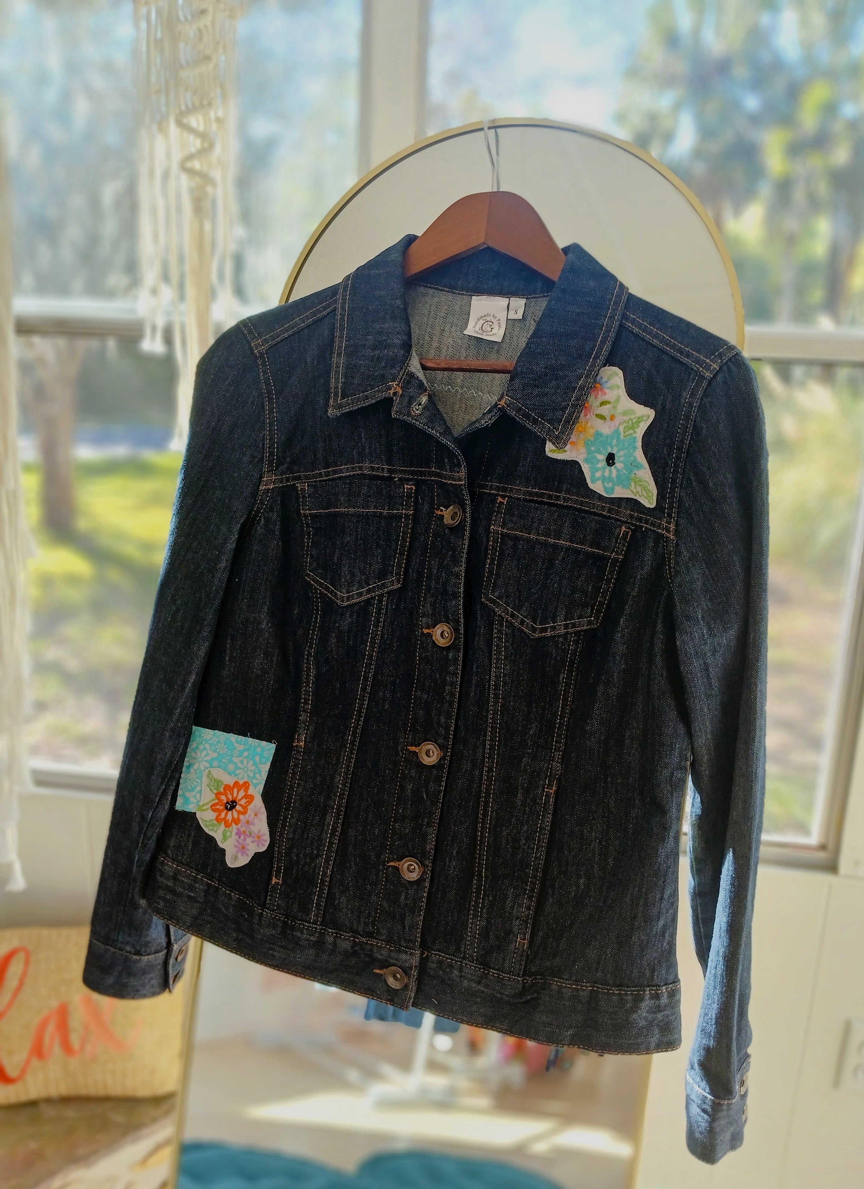 Upcycled "Peace, Love & Hippie Soul" Denim Jacket