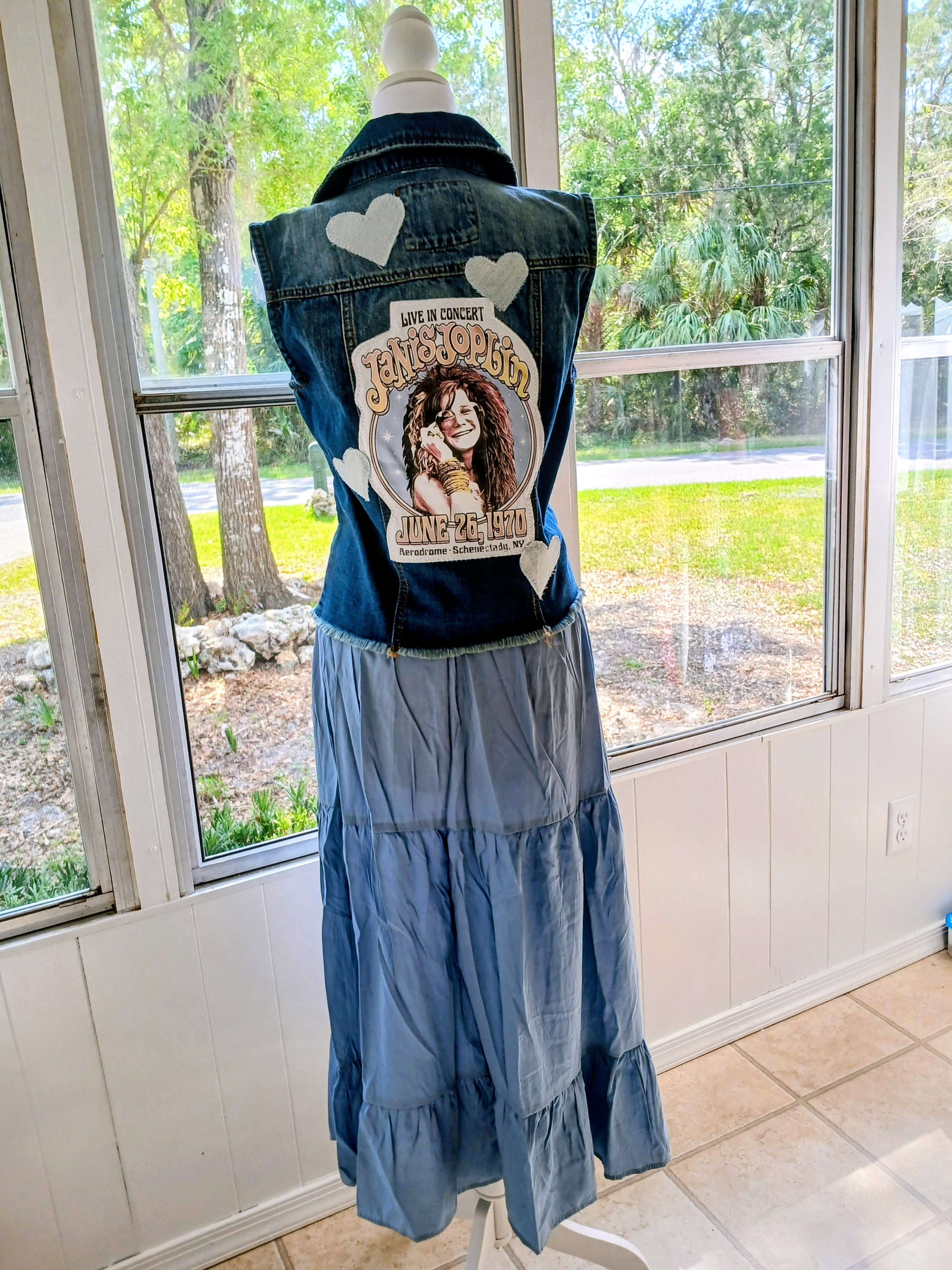 Upcycled Janis Joplin Denim Vest
