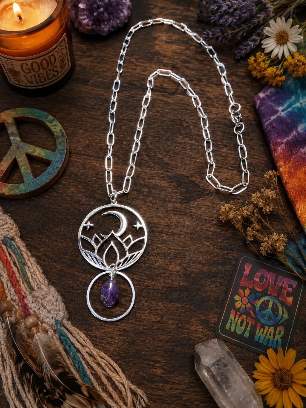 Moonlight Lotus Necklace >>> Peace & Resilience