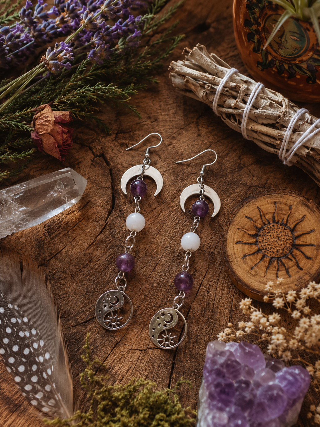 Moon, Star & Sun Crystal Earrings