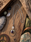 Quartz & Amethyst Moon Pendant