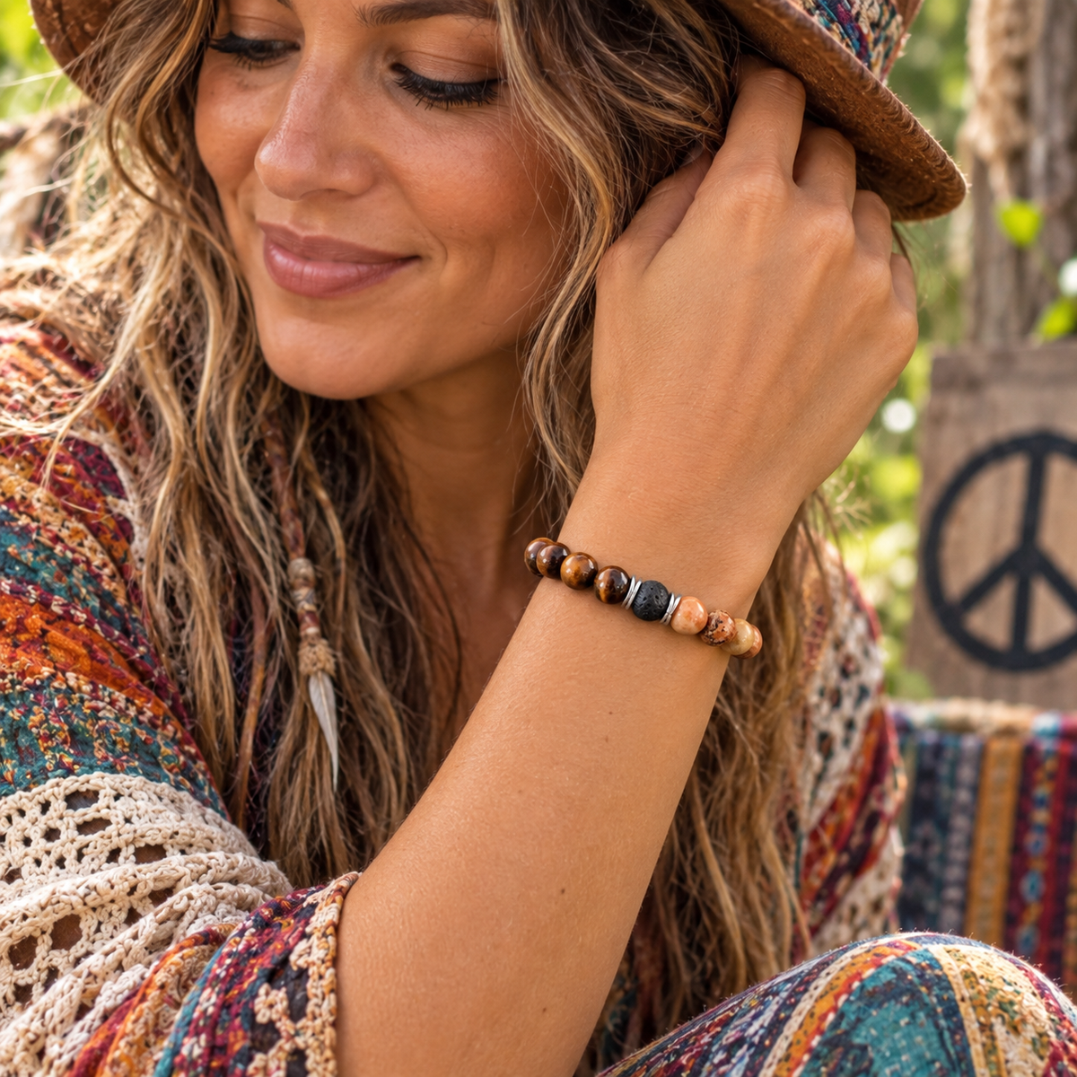 Handcrafted Tiger Eye & Jasper Diffuser Bracelet