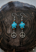 Handcrafted Crystal Turtle Peace Earrings /// Made with Crystals