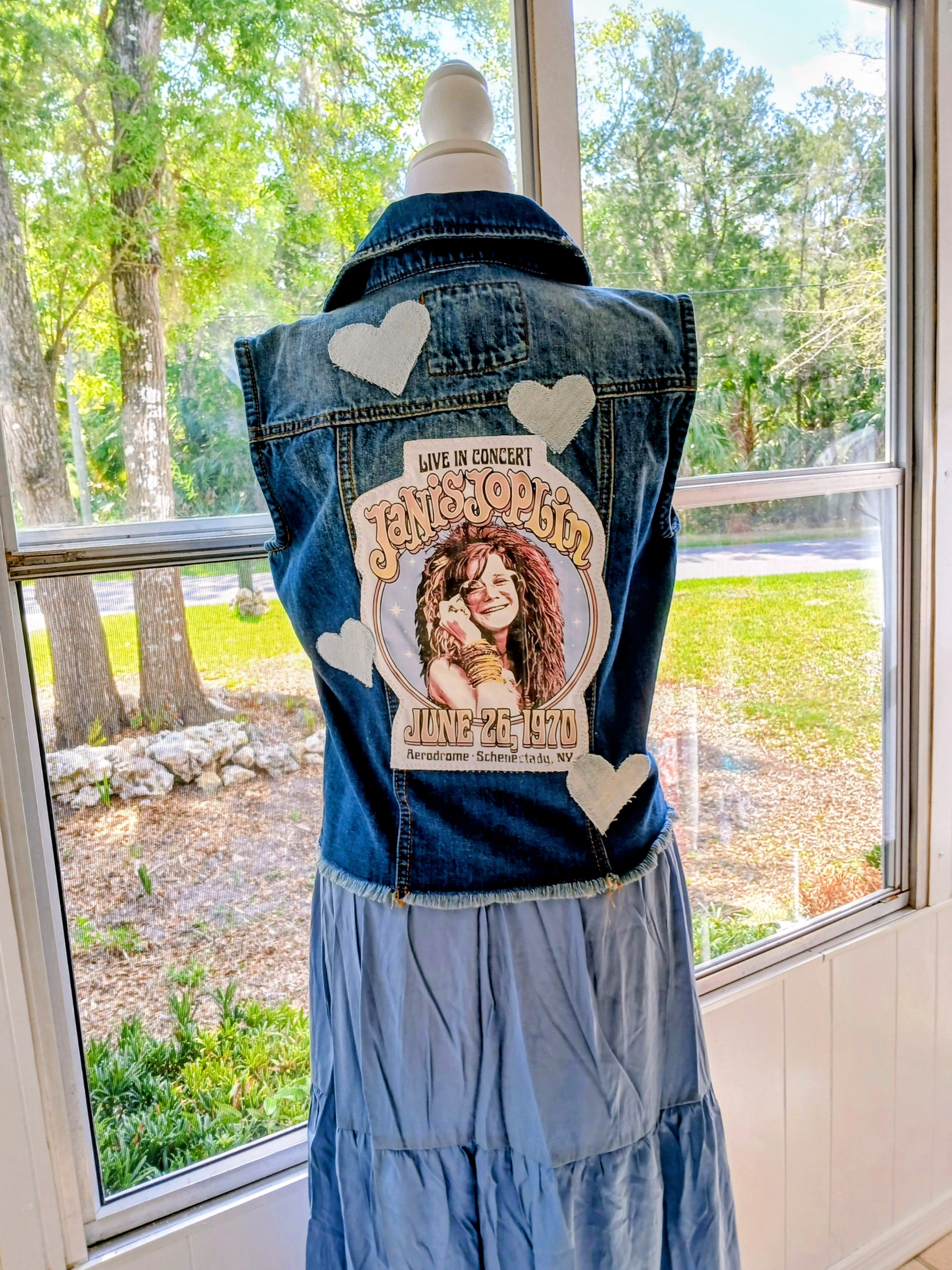 Upcycled Janis Joplin Denim Vest