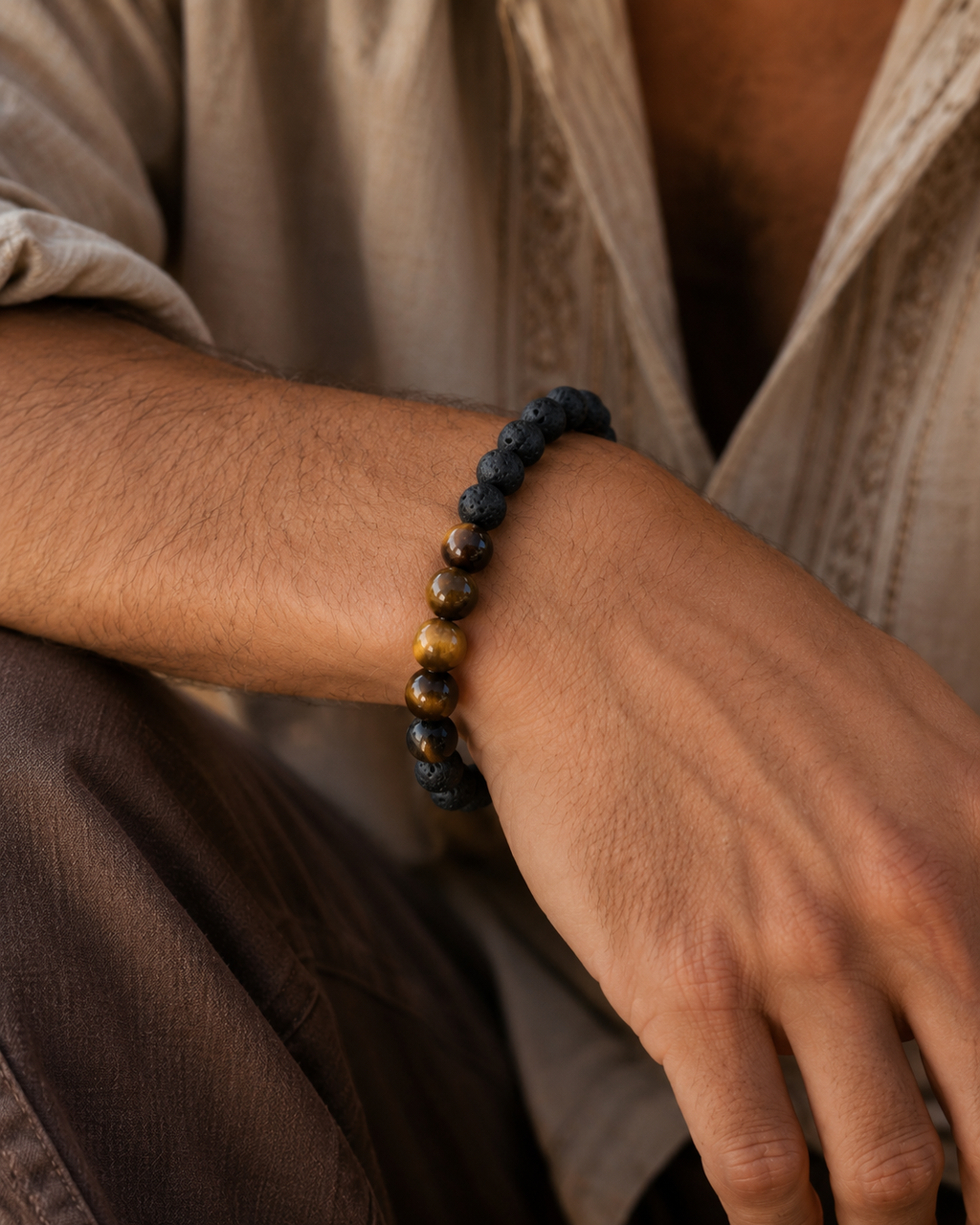 Tiger Eye & Lava Rock Diffuser Bracelet