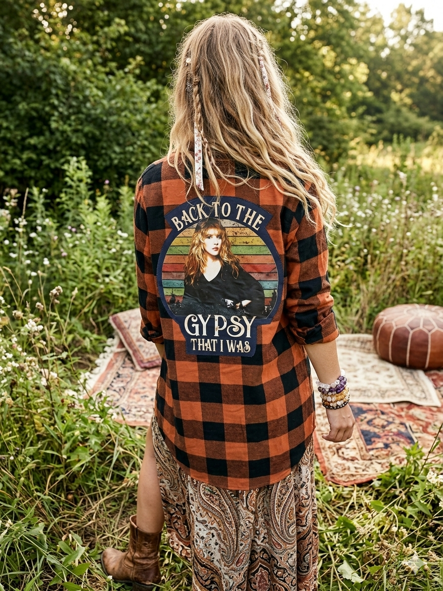 ✨ One-of-a-Kind Boho Vibe: The "Stevie" Upcycled Flannel ✨