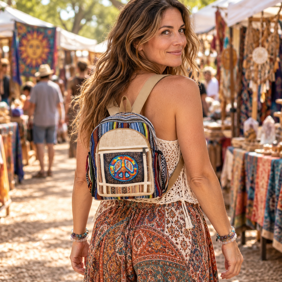 Mini Peace Sign Backpack >>> Eco-Friendly Hemp & Cotton