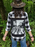 One-of-a-Kind Upcycled Beatles Flannel | Handcrafted Boho Style