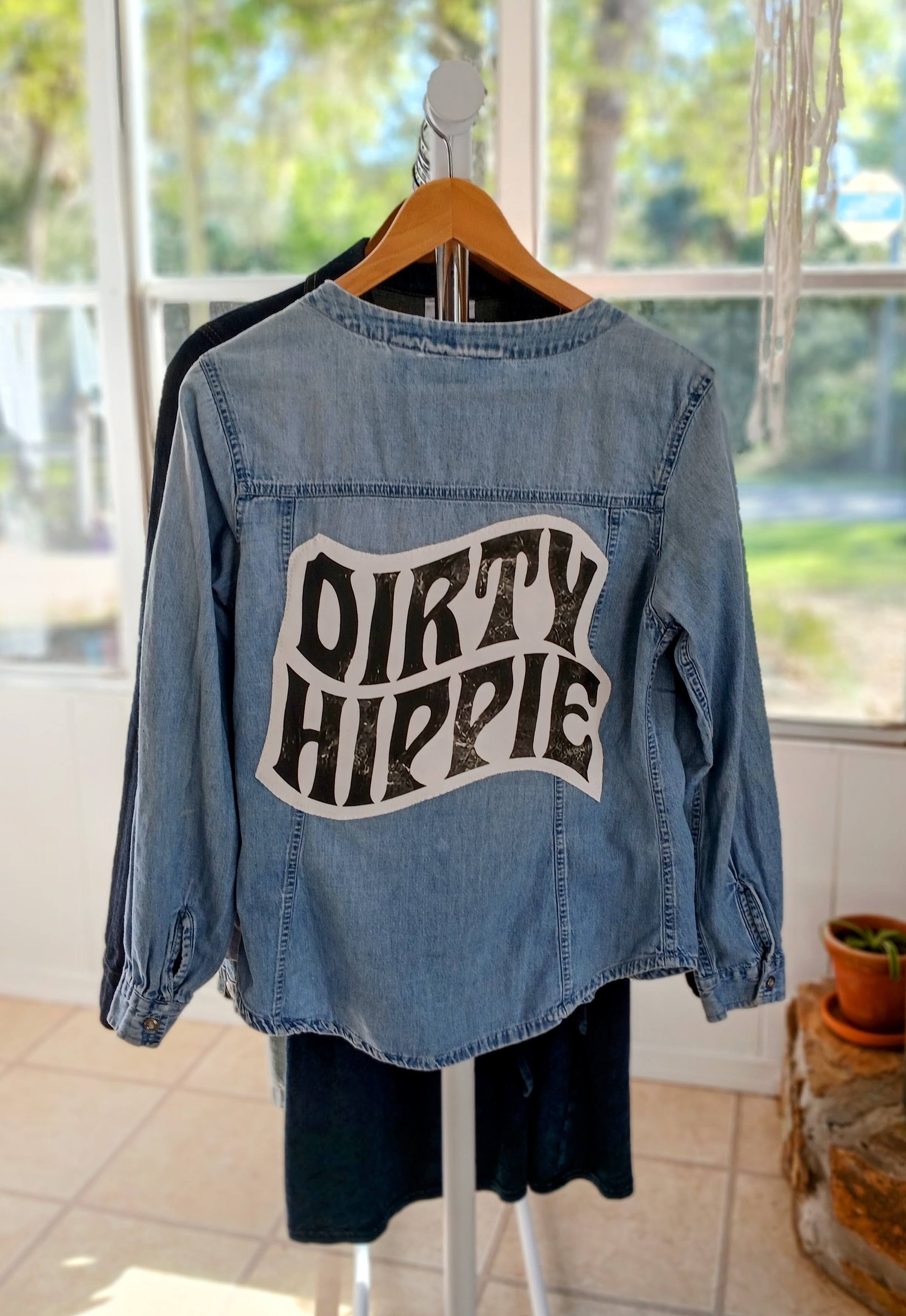 The "Dirty Hippie" Upcycled Denim Shirt // Earthy Boho Soul